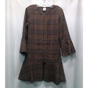 Cabi Flounce Hem Plaid Longline Full-Zip Jacket 2 Way Zipper Women's S 3902